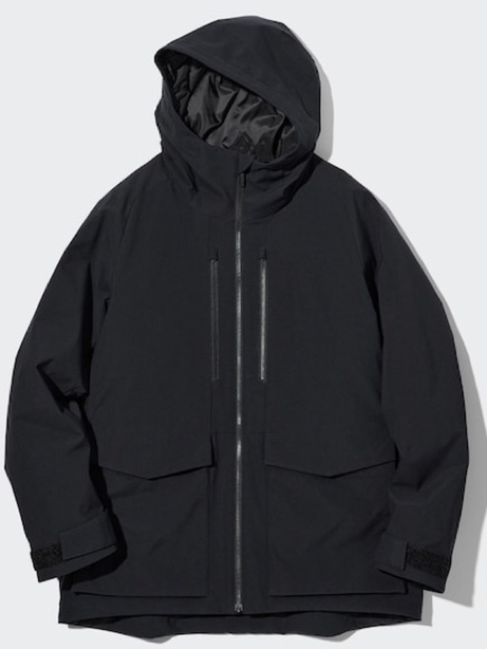 Uniqlo Men's Black Hooded Waterproof Jacket